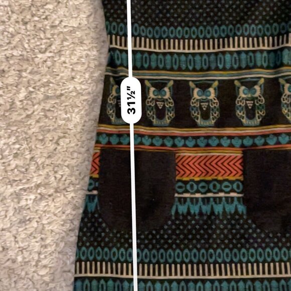 Gracia BOHO Owl Print Knit Dress  S  Pockets & Collar - Picture 8 of 8